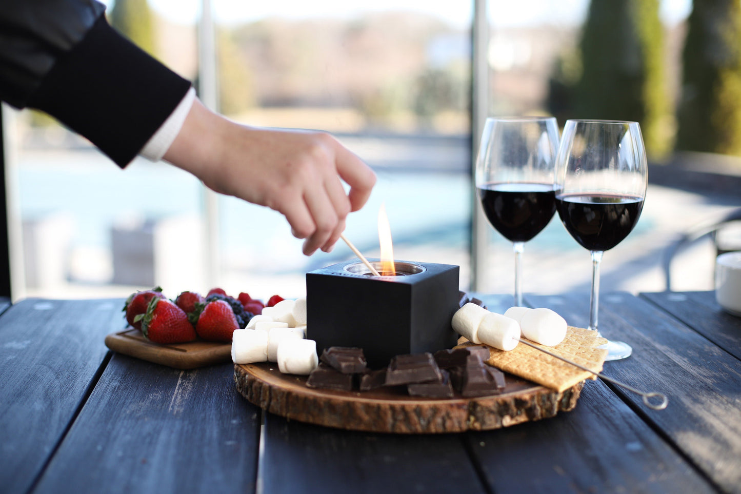 Indoor/Outdoor Tabletop Fire Pit - "Happy Hanukkah"