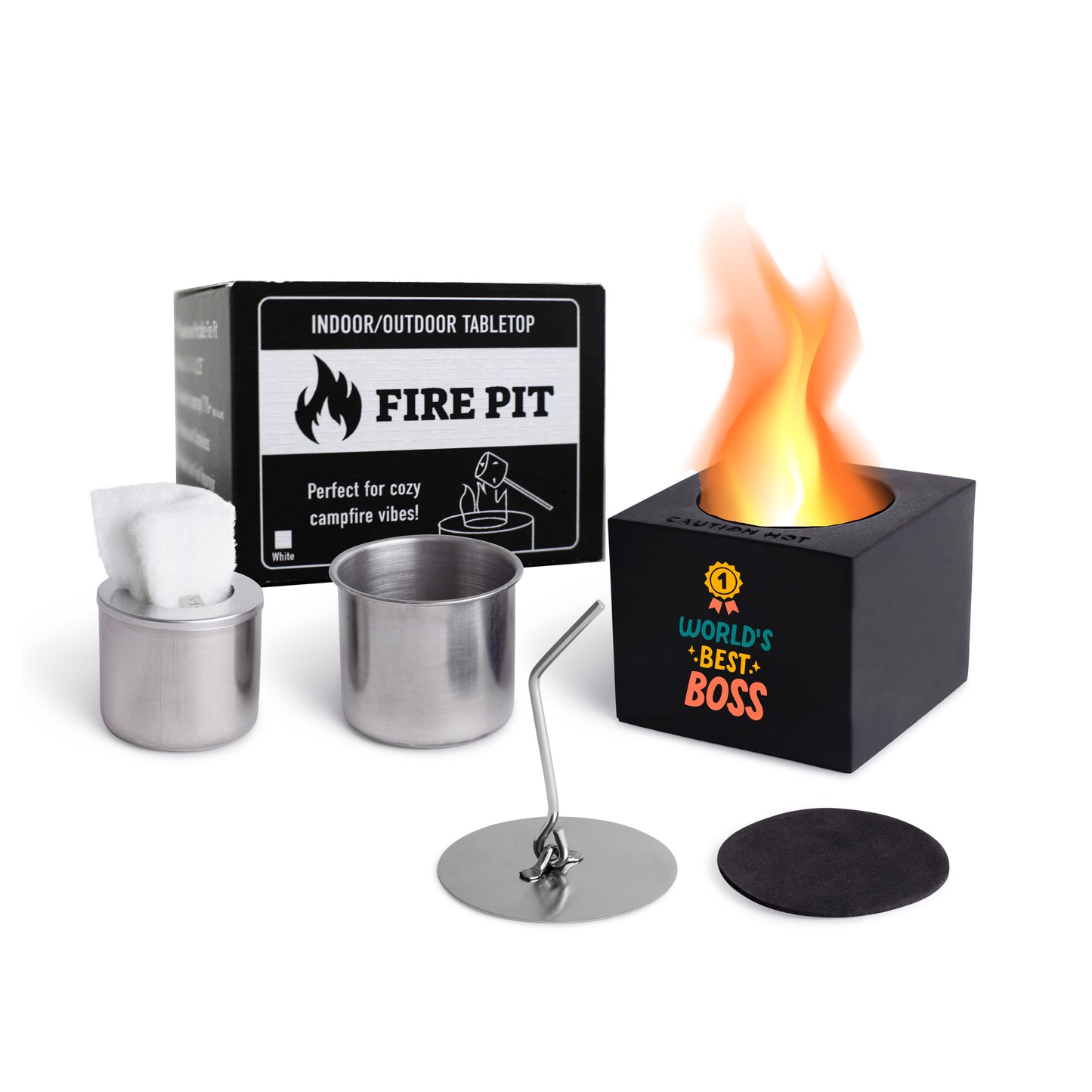 Indoor/Outdoor Tabletop Fire Pit - "World's Best Boss"