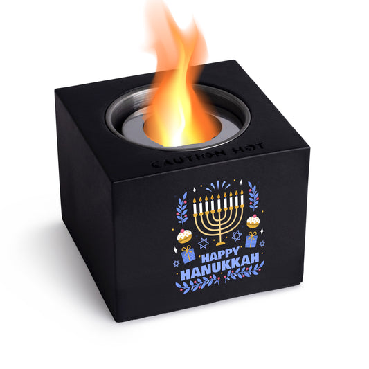 Indoor/Outdoor Tabletop Fire Pit - "Happy Hanukkah"