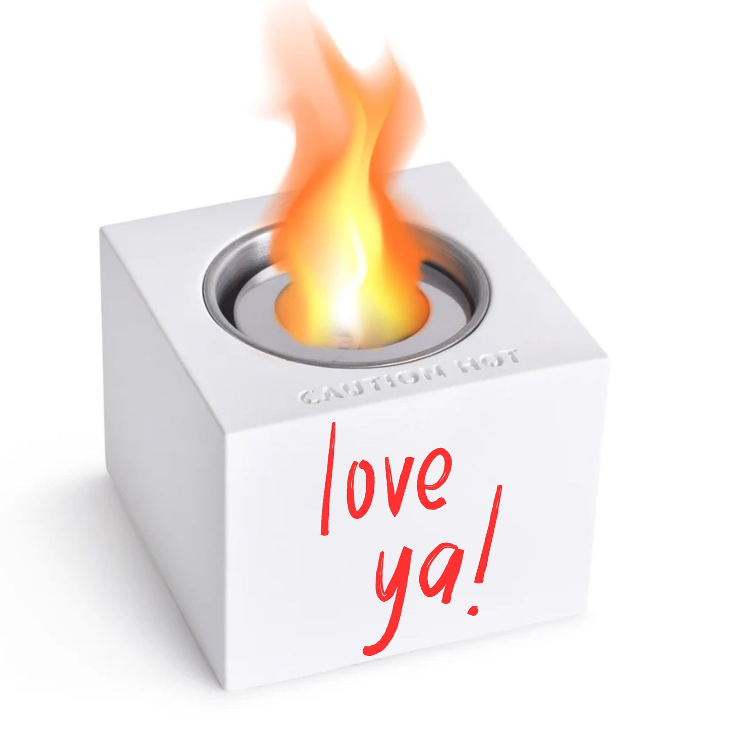 Indoor/Outdoor Tabletop Fire Pit - "love ya"