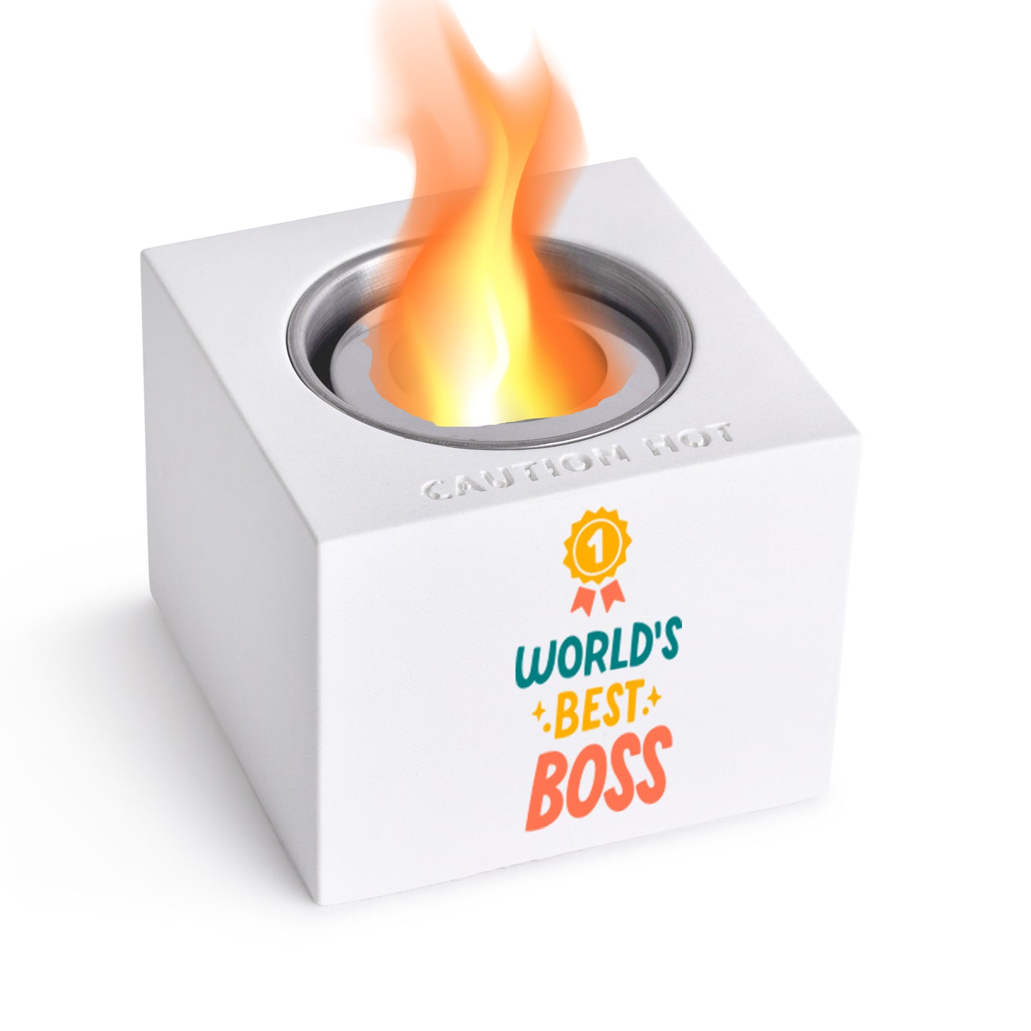 Indoor/Outdoor Tabletop Fire Pit - "World's Best Boss"