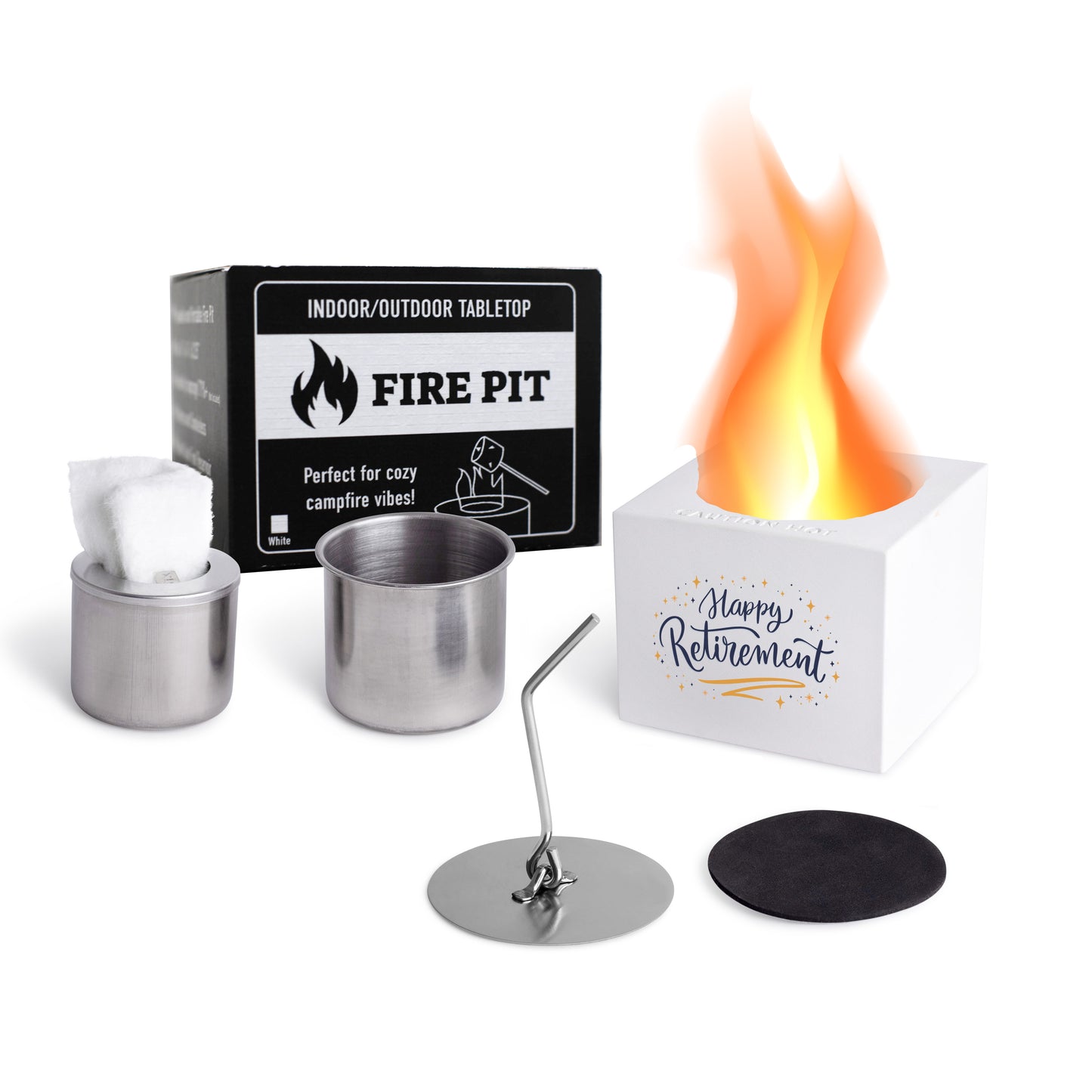 Indoor/Outdoor Tabletop Fire Pit - "Happy Retirement"