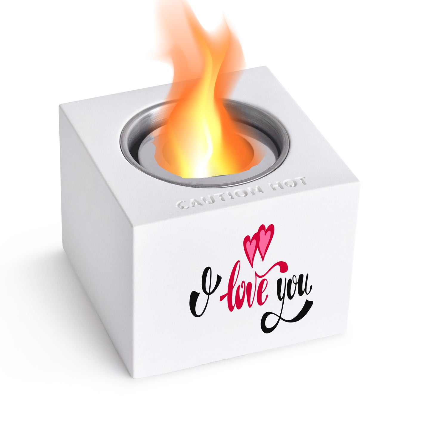 Indoor/Outdoor Tabletop Fire Pit - "I love you"