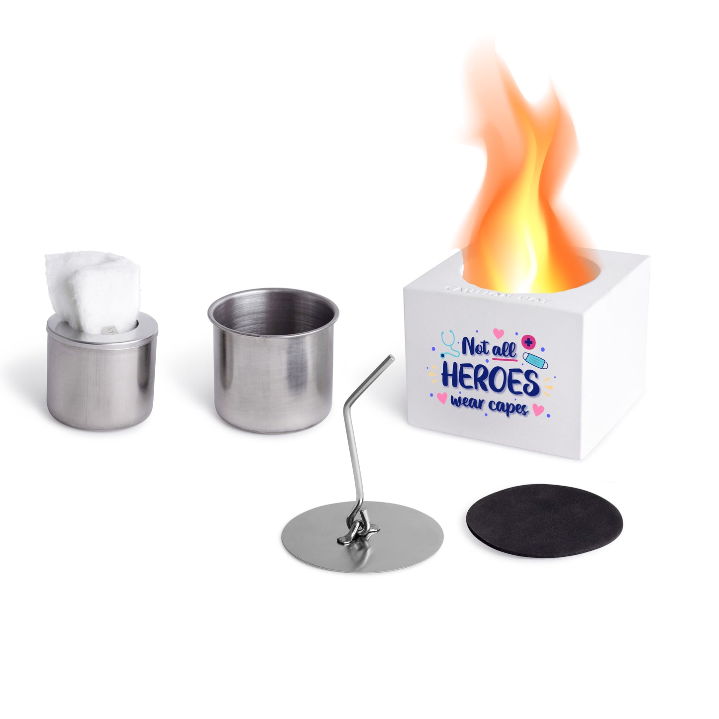 Indoor/Outdoor Tabletop Fire Pit - "Not all heroes wear capes"