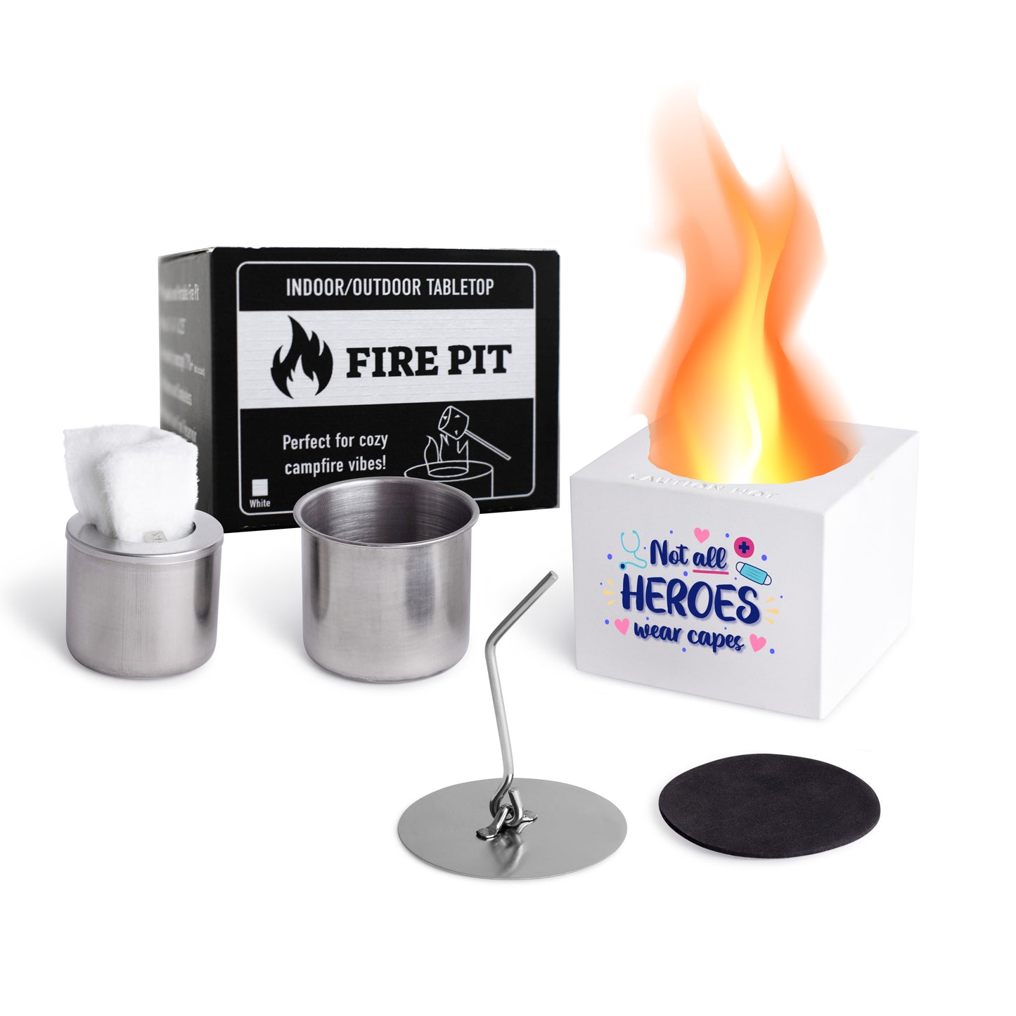 Indoor/Outdoor Tabletop Fire Pit - "Not all heroes wear capes"