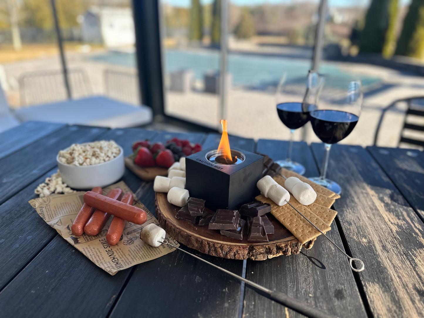 Indoor/Outdoor Tabletop Fire Pit - "Happy Hanukkah"