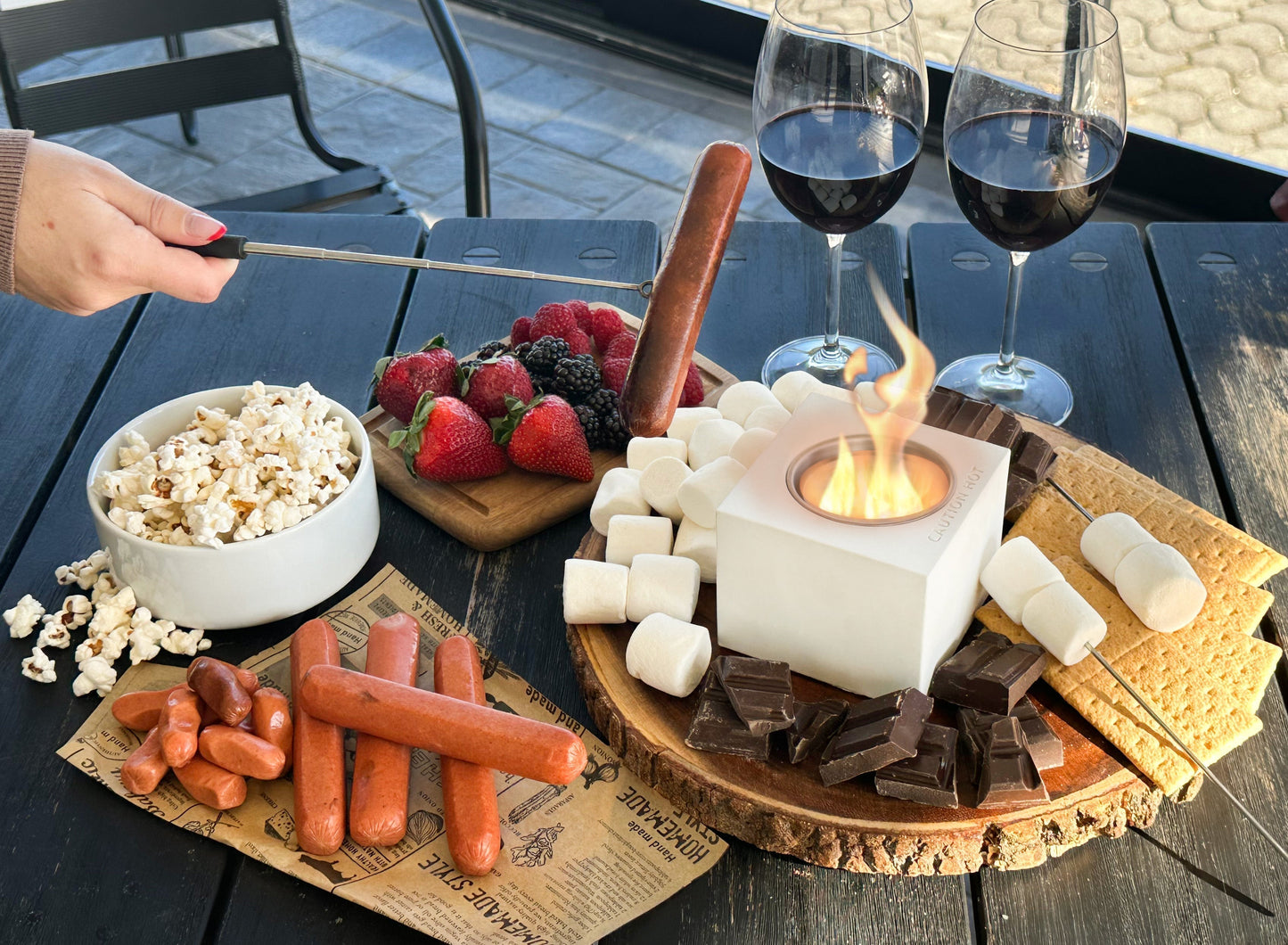 Indoor/Outdoor Tabletop Fire Pit - "Happy Hanukkah"